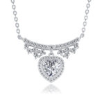 A Luxurious And Fashionable Minimalist Jewelry Pendant Necklace Featuring Top-quality Moissanite, Made Of S925 Silver Electroplated With Platinum.