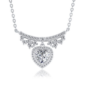 A Luxurious And Fashionable Minimalist Jewelry Pendant Necklace Featuring Top-quality Moissanite, Made Of S925 Silver Electroplated With Platinum.