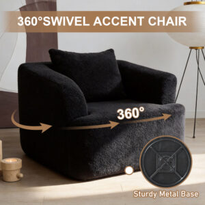 360 Swivel Round Upholstered Comfy Chair