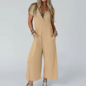 Women's Fashionable Slim-fit Casual Short-sleeve Jumpsuit
