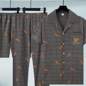 Pure Cotton Three-Piece Pajama Set For Men
