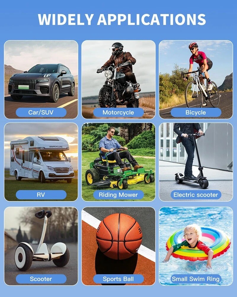 Support Pan European:LCD Electric Battery Air Pump Car Bicycle Tire Air Compressor 150PSI - Image 3