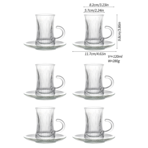 Set Of 6 Heat Resistant Handled Black Green Tea And Coffee With Saucers Set UK