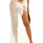 Fisoew Womens Crochet Swimsuit Coverups Hollow Out Bikini Wraps Swimwear Bathing Suit Cover Up Beach Maxi Skirt