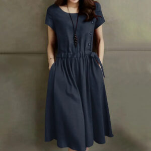 Lace-up Waist-cinching Slimming Stylish Maxi Dress