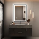 LED Bathroom Mirror 28 X 20 Inches With Front And Backlit,Anti-Fog,3 Colors And Dimmable Light,Tempered Glass