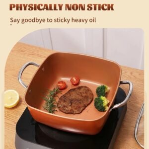 24cm Square Kitchen Fryer Non Stick Chip Pan Potato Fryer W Basket Cooking Pot