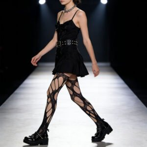 Irregular And Sexy Stockings With Summer Thin Straps, Broken Holes, Black Silk Jumpsuit Stockings
