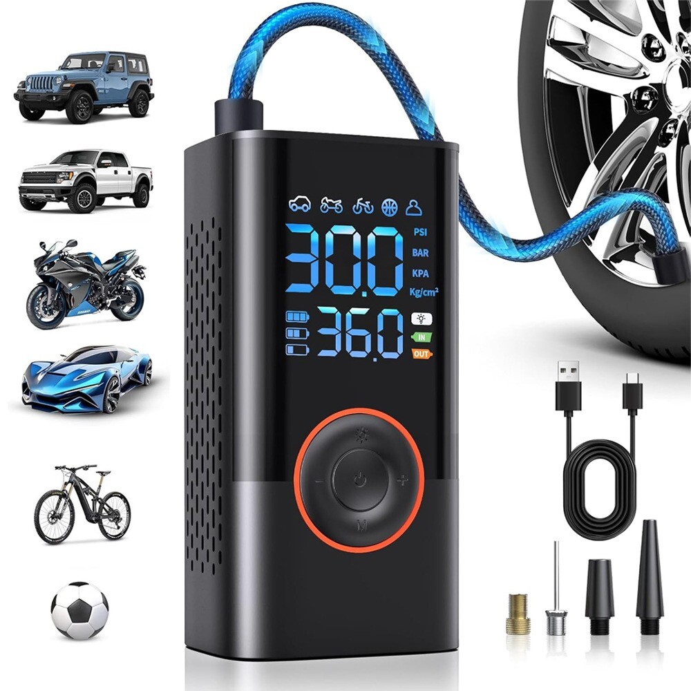 Support Pan European:LCD Electric Battery Air Pump Car Bicycle Tire Air Compressor 150PSI - Image 2