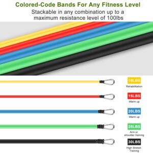 11Pcs Resistance Bands Set Fitness Workout Tubes Exercise Tube Bands Up To With Door Anchor Handles Ankle Straps For Physical Training Yoga Pilates