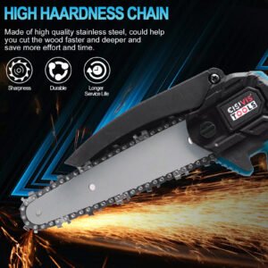 2 Battery 4000W Mini Chainsaw Cordless 6-8in Electric One-Hand Saw Wood Cutter
