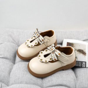 Girls' Princess Shoes, Soft Soled Baby Leather Shoes, Breathable Butterfly Bow Small Leather Shoes For Children