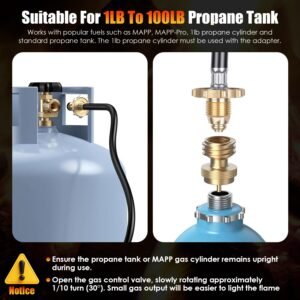 180000 BTU Propane Weed Torch Heavy Duty Weed Burner Flame Weeder With 10FT Hose Piezo Ignition Adjustable Flame Control For Weeds Ice Snow Asphalt Fire Starting Propane Tank Not Included