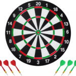 FULL SIZE 17in DARTBOARD SET 6 DARTS FAMILY DART GAME BOARD ADULTS KIDS XMAS
