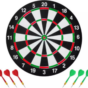 FULL SIZE 17in DARTBOARD SET 6 DARTS FAMILY DART GAME BOARD ADULTS KIDS XMAS