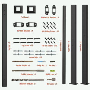 Hand Rails For Outdoor Steps, 3-4 Step Handrail 2 Pack