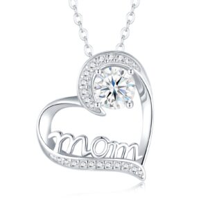 1 Carat Silver Necklace Pendant Set With Top Grade Moissanite, Made Of S925 Silver Plated Platinum.