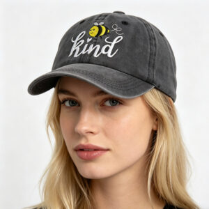 2pcs Bee Kind Embroidered Baseball Cap – Washed Cotton Low-Profile Hat For Women Men