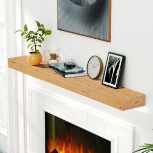 Fireplace Mantel,72 DIY Floating Fireplace Shelves,Wall Mounted Wood Shelving,Handcrafted Wood Brack,Natural Mantels Over Fireplace 72 X 8 X 3 Natural Wood
