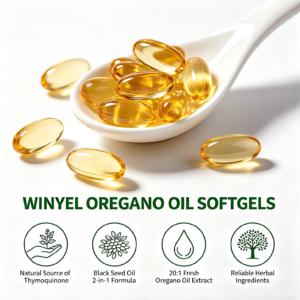 WINYEL Basil Oil Soft Capsules Containing Black Seed Oil 6000 Mg - Basil Oil Capsules Are For Immune And Digestive Support - Gluten-free Soft Capsules - 120 Capsules