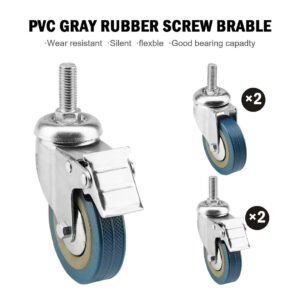 4 X Heavy Duty 1 00mm 240KG Rubber Swivel Castor Wheels Trolley Furniture Caster