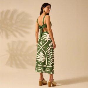 Womens Printed Camisole And High-waisted Straight Midi Skirt