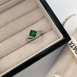 Minimalist Glossy Multicolor Gemstone Square Ring For Women, Luxury INS Style, High-End Open Adjustable Band