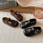 2026 New Spring Korean Academy Style Retro Square Toe Mary Jane Shoes, Buckle Flat Leather Loafers Casual Single Shoes For Girls