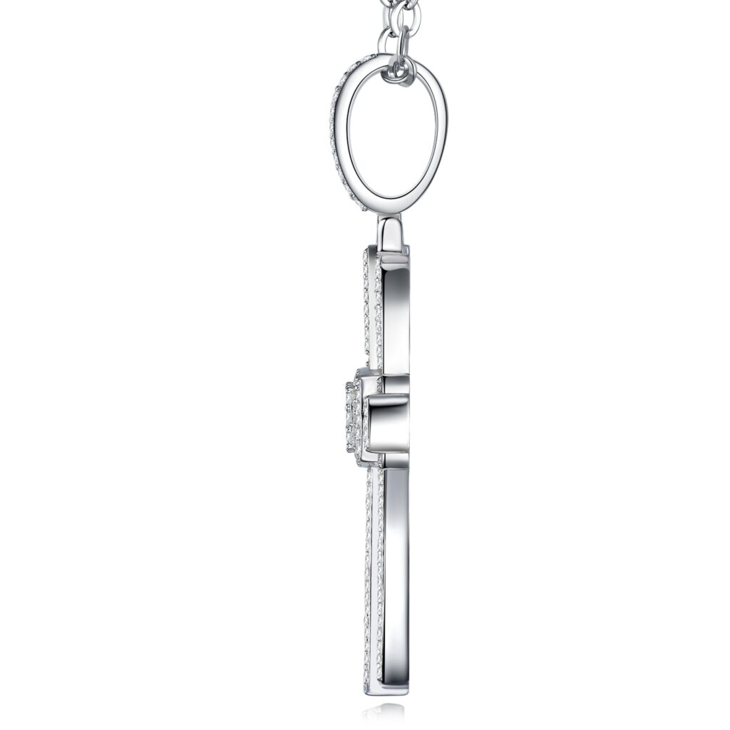 A Luxurious And Fashionable Minimalist Jewelry Pendant Necklace Set With Top-quality Moissanite, Made Of S925 Silver Electroplated With Platinum.