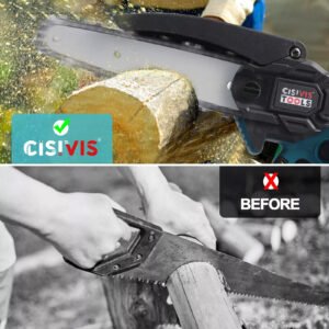 2 Battery 4000W Mini Chainsaw Cordless 6-8in Electric One-Hand Saw Wood Cutter