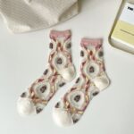 Mixed Color Summer Midsole Socks, Flower Transparent Crystal Glass Fiber Women's Socks