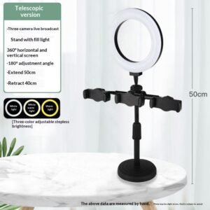 Dual- And Tri-Camera Phone Desktop Live Streaming Fill Light Ring Stand Kit Beauty Photo LED Ring Light