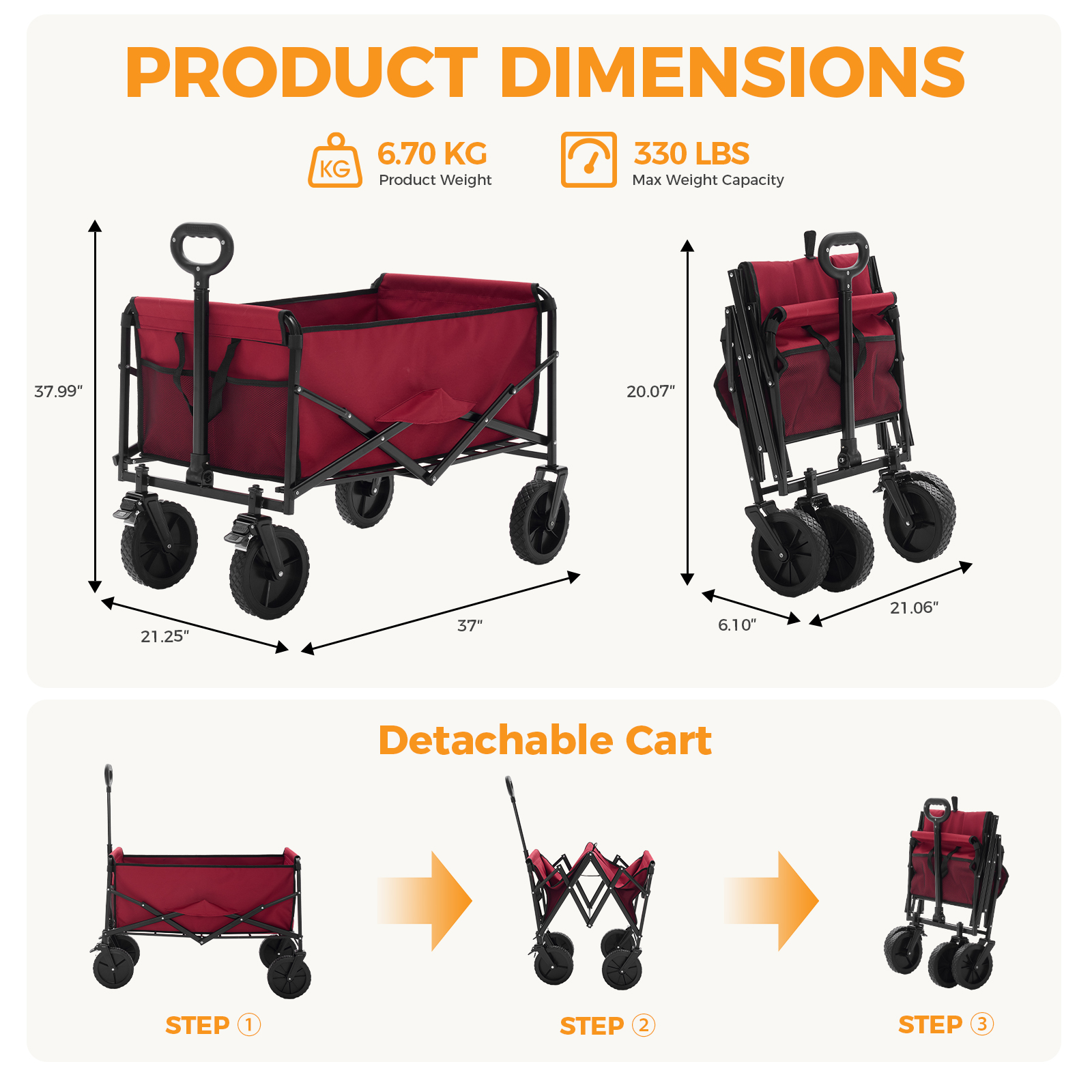 Foldable Trolley, With Wheels, Foldable, Large Capacity, 330 Pounds, Multi-functional Trolley, Heavy-duty Design, With Elastic Handles - Image 4