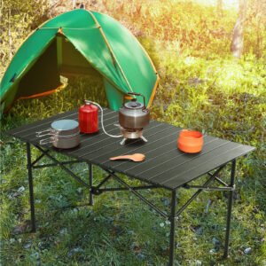 120cm Portable Carbon Steel Camping Table Outdoor Folding Camping Table Portable Ultralight Camping Table Roll-Up Camping Table Folding
