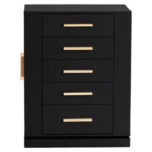 Four Sides With Storage, 5 Drawers That Can Rotate. Black Cabinet Body, Velvet Fabric. Necklace Box.