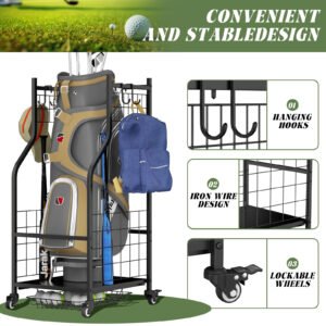 Golf Bag Storage Garage Organizer,Golf Club Bag Storage Rack For Garage, Extra Storage Rack For Golf Clubs,Golf Bag Organizer Fit For Garage,Shed,Basement
