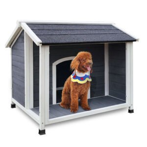 Outdoor Wooden Dog House, Waterproof Dog Cage, Windproof And Warm Dog Kennel, Dog Crates For Medium Dogs Pets Animals Easy To Assemble
