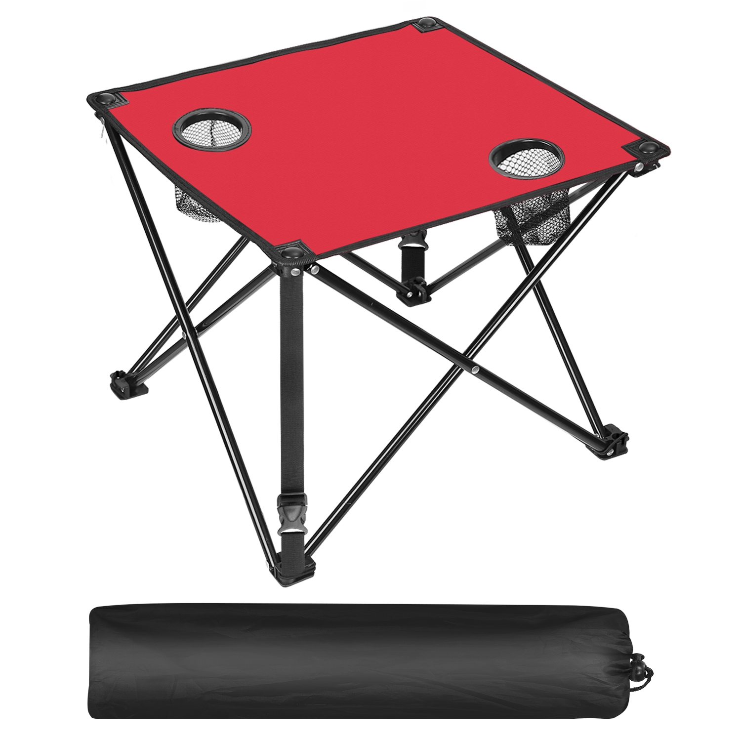 1Pc 2Pc Options Foldable Camping Table Portable Picnic Table Lightweight Travel Desk With 2 Cup Holders Carrying Bag Color Options Black Orange Green Red Blue Navy Blue - Image 49