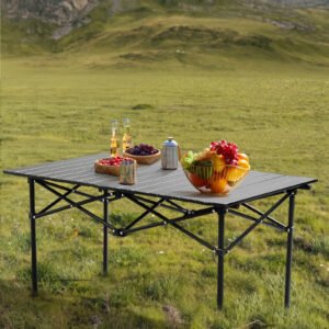120cm Portable Carbon Steel Camping Table Outdoor Folding Camping Table Portable Ultralight Camping Table Roll-Up Camping Table Folding