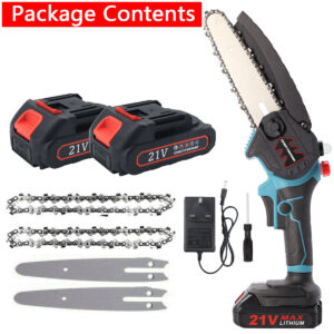 2 Batteries 4000W Mini Chainsaw Cordless 6 Electric One-Hand Saw Wood Cutter