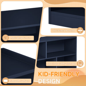 Wooden Storage Cabinet With 5 Sections, Montessori Kids Bookshelf And Toy Organizer For Nursery, Playroom & Classroom