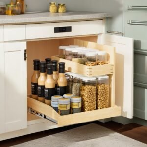 Under Sink Organizers And Storage 22 W X 21 D, 2 Tier Pull Out Cabinet Organizer With Soft Close, Adjustable Pull Out Cabinet Organizer With U Bracket For Bathroom Kitchen Right
