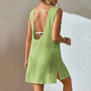 European And American Summer Beach Dress Women's Solid Color