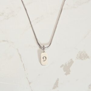 Steel-colored Necklace Pendant With Lucky Numbers 123456789