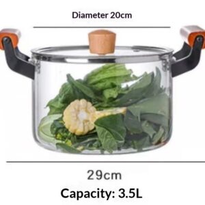 Household Transparent Soup Pot With Borosilicate Glass And A Wooden Handle
