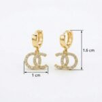 925 Sterling Silver Elegant Shimmering Double C Dangle Huggie Hoops with Sparkling Stones