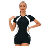 Women's Athletic Short-Sleeve One-Piece Swimsuit