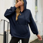 Fisoew Women's Hoodies Oversized Sweatshirts Casual Long Sleeve Side Slit Pullover Tops Fall Winter Outfits With Pocket