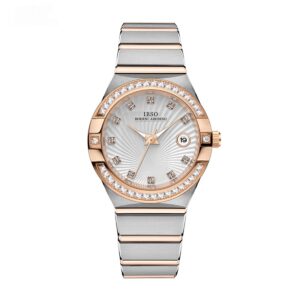 Simple Calendar Diamond Quartz Womens Watch