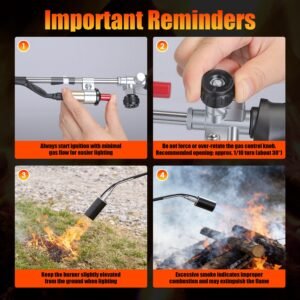 180000 BTU Propane Weed Torch Heavy Duty Weed Burner Flame Weeder With 10FT Hose Piezo Ignition Adjustable Flame Control For Weeds Ice Snow Asphalt Fire Starting Propane Tank Not Included